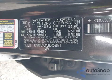 2017 Kia Niro Ex из США, поврежденный, VIN KNDCC3LC5H5059894